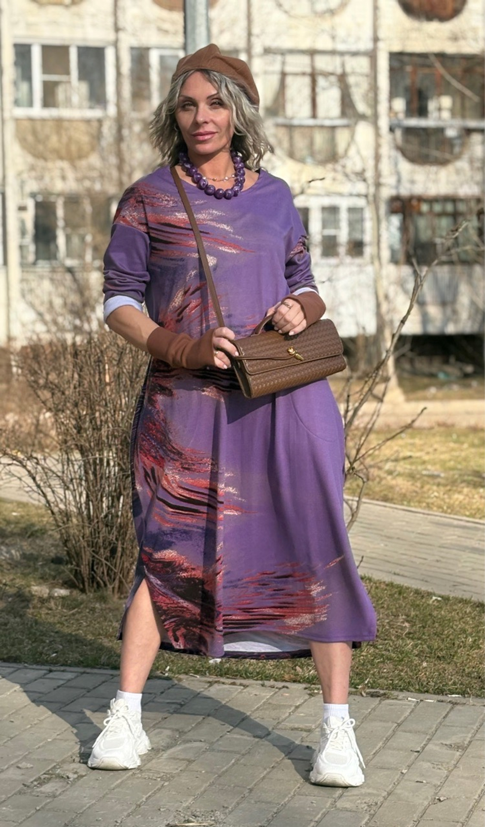 Платье / бочонок / трикотаж фиолетовый