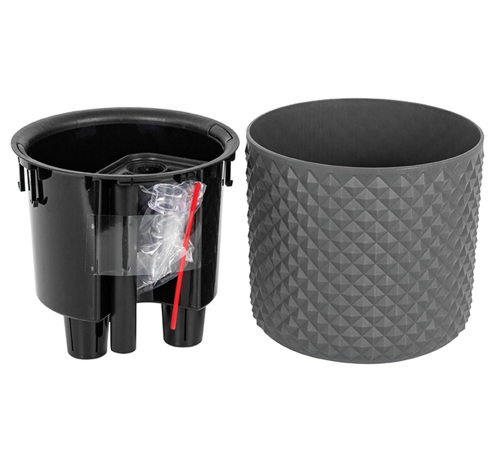 Кашпо ФАСЕТ 2л D150мм H=140мм вставка и автополив, с индикатором уровня воды