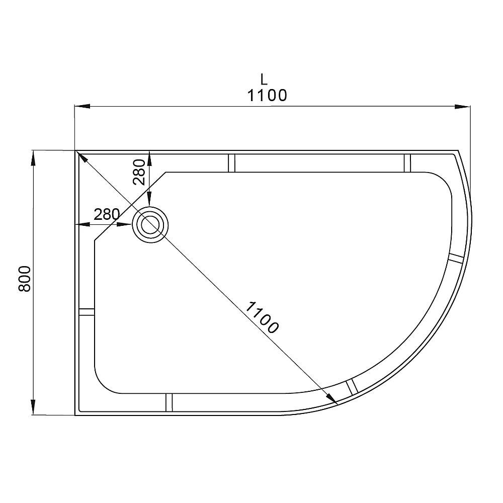 Душевая кабина DTO ЕМ1511 N LED 110х80