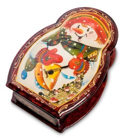 Народные промыслы ШК-11/62-B Шкатулка в технике декупаж «Матрешка-снеговик» (20х14х6)