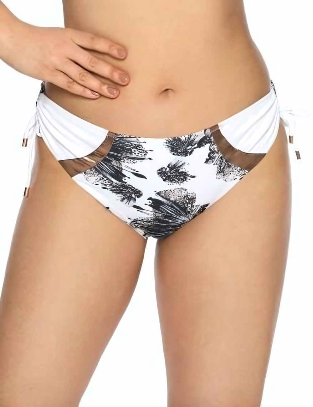 Плавки с контрастным рисунком и кулисками по бокам (Размер: XXL) (Цвет: белый)