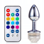 Анальная металлическая LED пробка (размер S) (Цвет: серебряный)