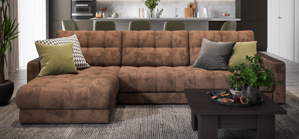 Угловой диван Босс Макс Велюр Алькантара шоколад (последний экземпляр)