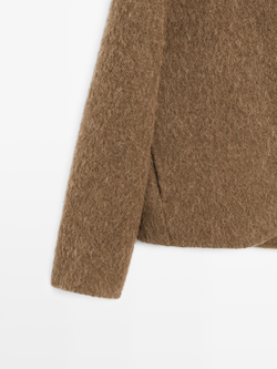 Massimo Dutti Кардиган из шерсти альпака с начесом, оливковый