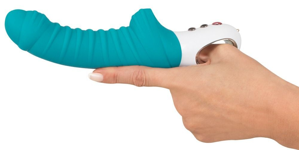 Бирюзовый вибратор с рёбрышками Tiger