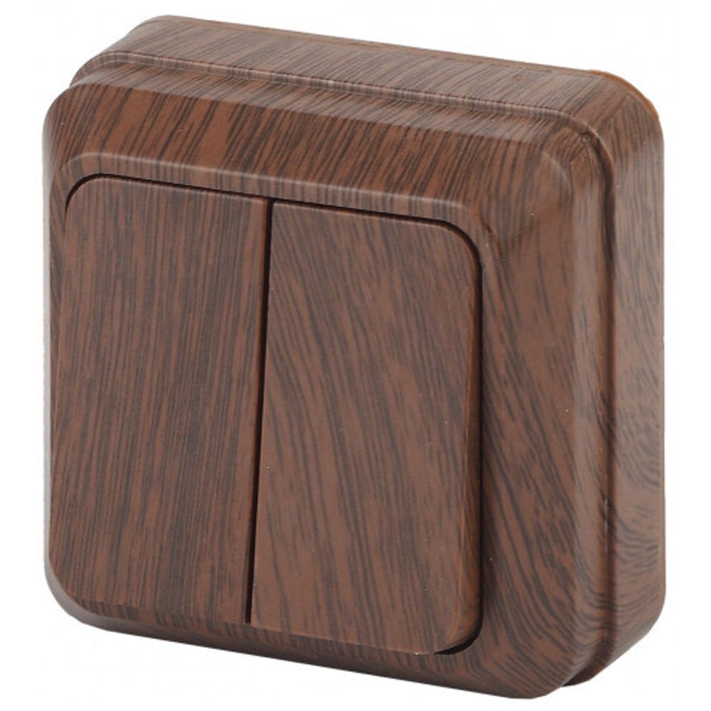 Выключатель Intro Quadro 2-104-10 двухклавишный 10А-250В, IP20, ОУ, венге