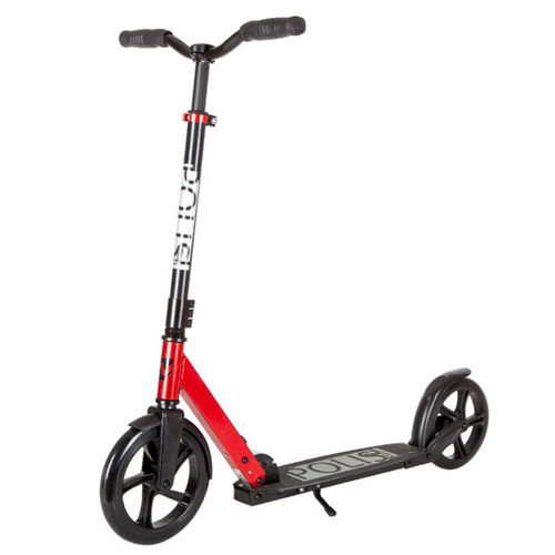 Самокат для детей NOVATRACK POLIS PRO, 230/200 мм, складной с кнопкой,  красный