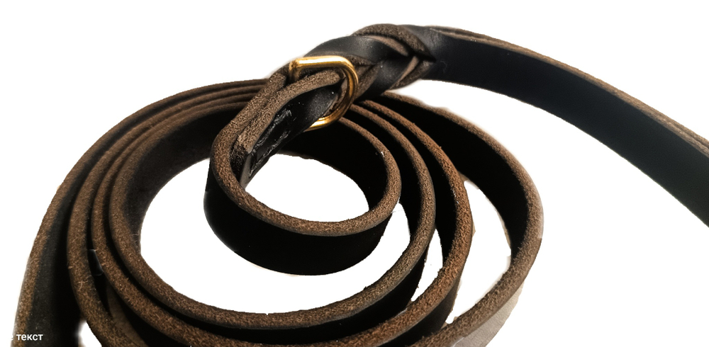 Военный кожаный поводок "Military Leather Leash" цвет чёрный фурнитура латунь длина  ширина 19мм L77