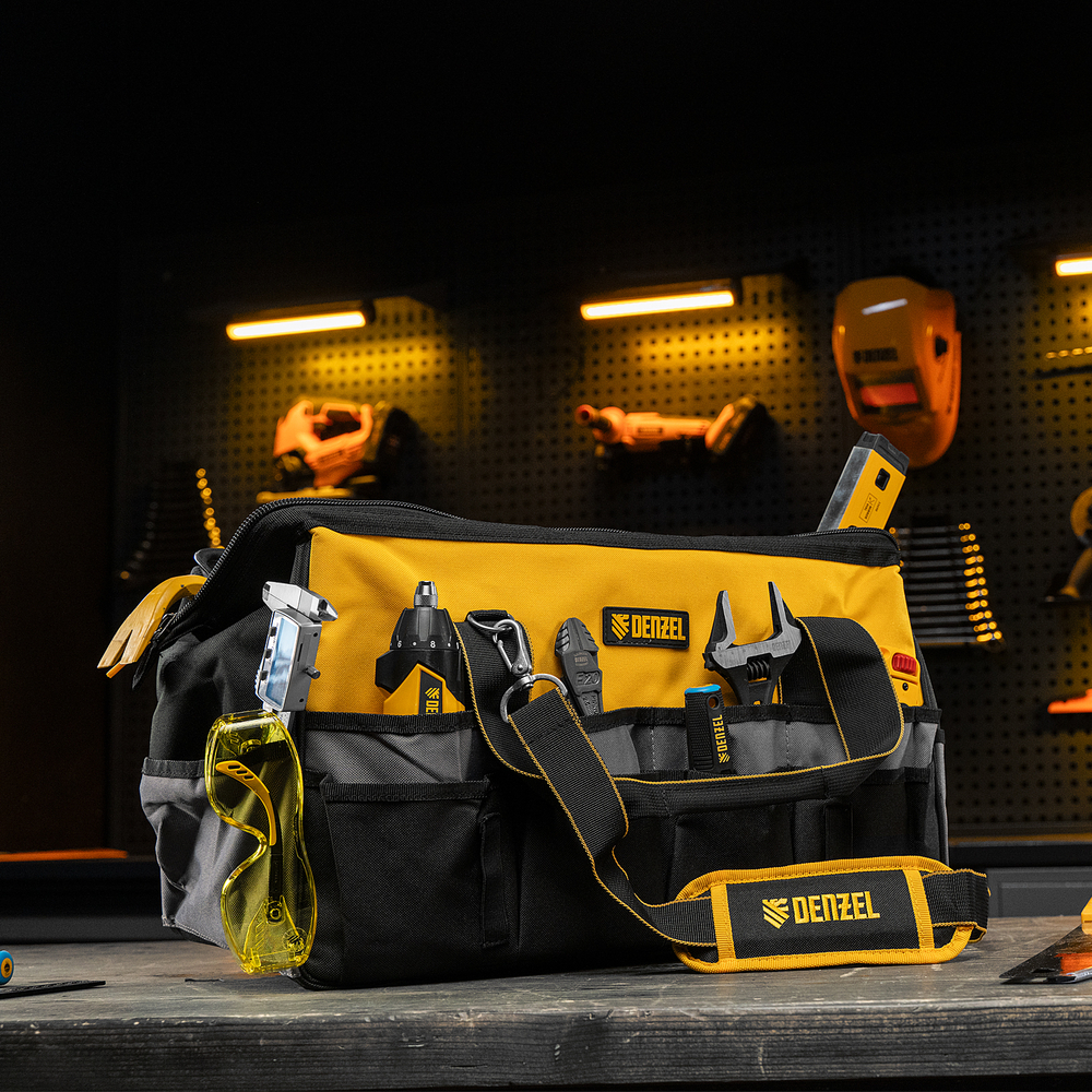 Сумка для инструмента, 500х245х300 мм, 20 карман.,съемный органайз. 10 карман.,наплеч. рем. Denzel