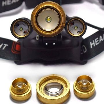 Тройной налобный фонарь с зумом P-3002-T6