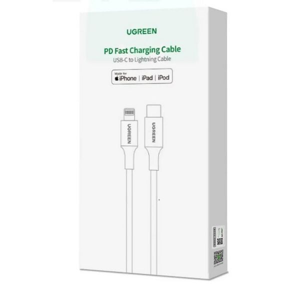 Кабель Ugreen US304 USB-C - Lightning M/M Shell Braided 1м черный (60759)