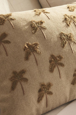 ZARA HOME ЧЕХОЛ ДЛЯ ДЕКОРАТИВНОЙ ПОДУШКИ С ВЫШИВКОЙ «ПАЛЬМЫ», СВЕТЛО-БЕЖЕВЫЙ
