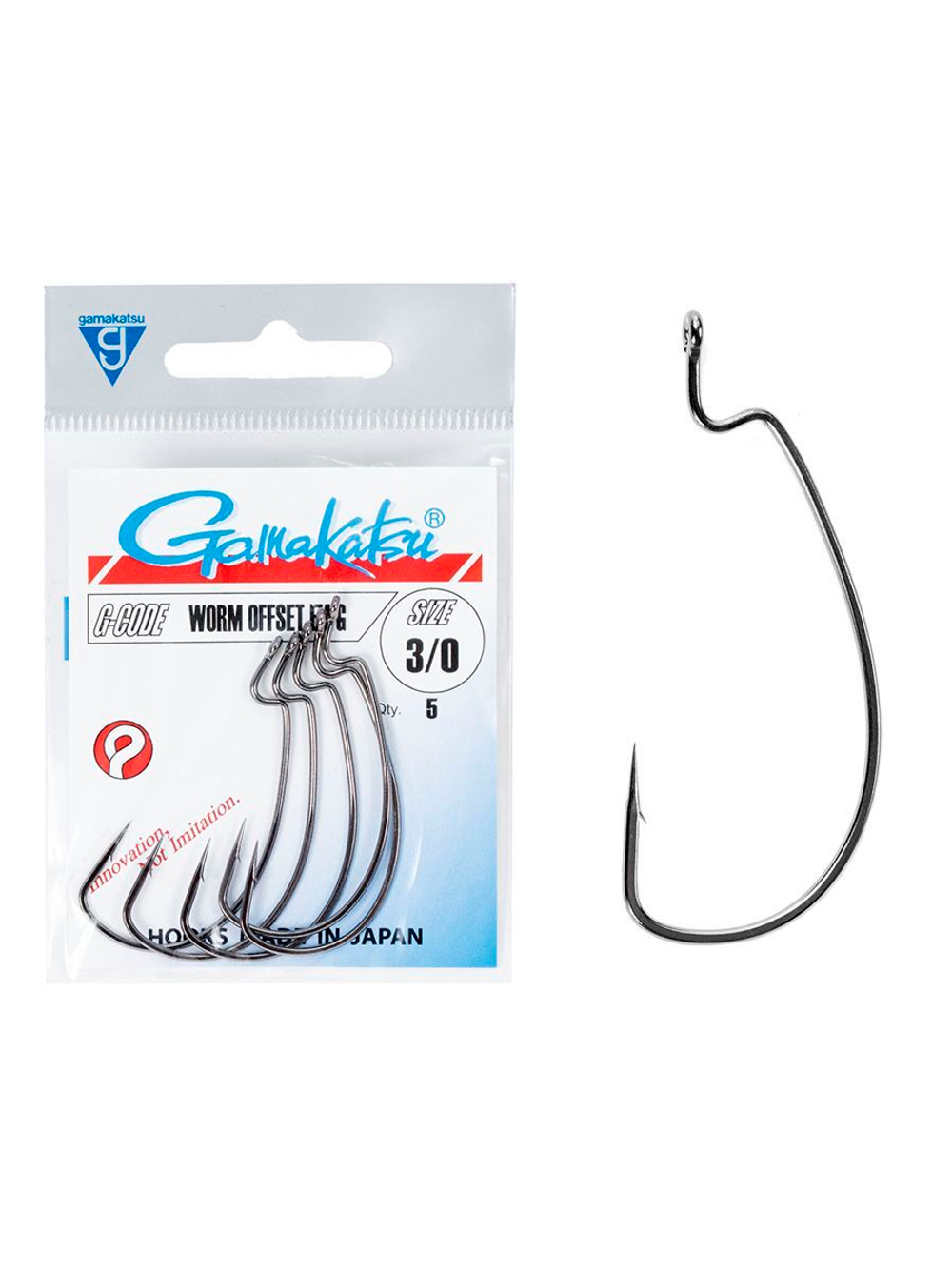 Крючки офсетные Gamakatsu Worm OFFSET EWG HOOKS BLACK размер 1/0 (упк.6шт.)