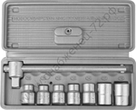 НИЗ Шоферский инструмент №1, 8 предм., 1/2″, набор торцовых головок в пластиковом кейсе (2761-10)