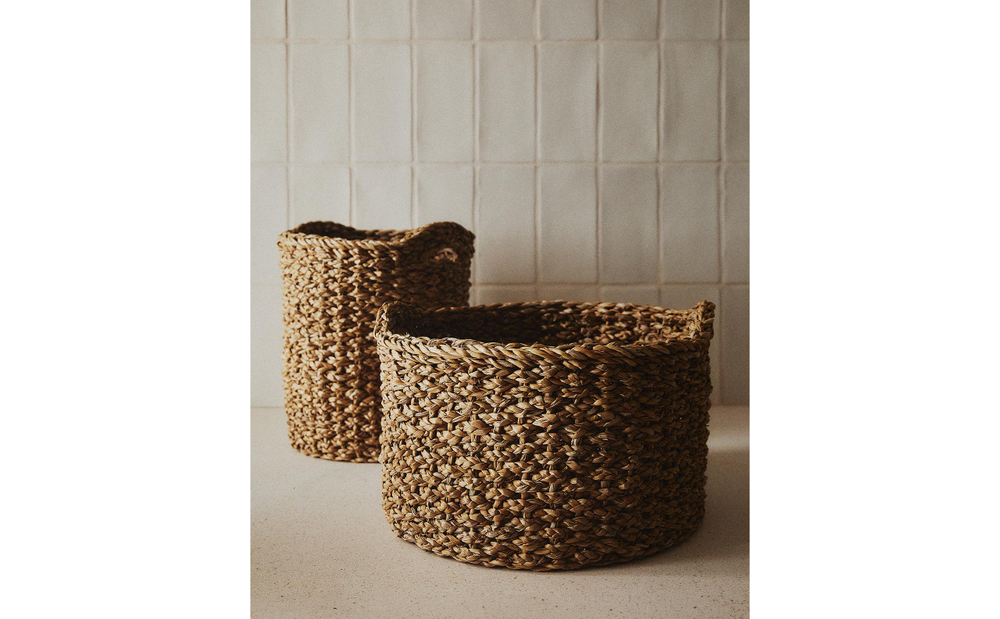Zara Home Корзина из морской травы, цвет бежевый, 25 см