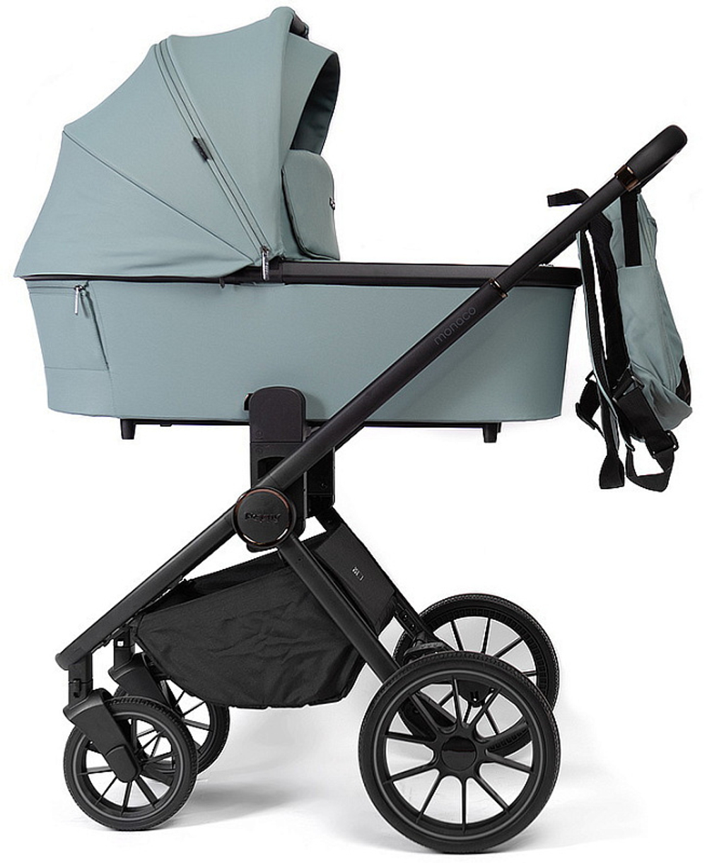 Детская коляска Peppy Monaco 3 в 1 с автокреслом Rise Mint (мятный), рама черная