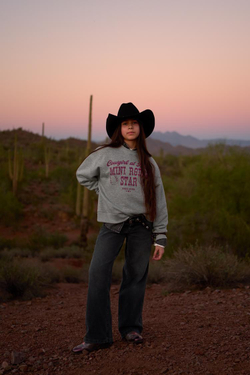 ZARA ТОЛСТОВКА С НАДПИСЬЮ COWGIRL, СЕРЫЙ МЕЛАНЖ