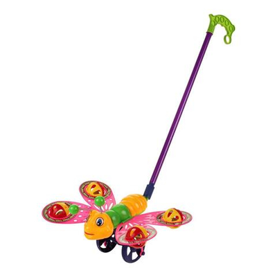 Каталка на палке Бабочка 51см, цвет зеленый, пакет 336