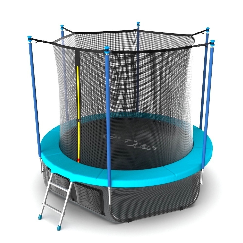 EVO JUMP Internal 10ft (Wave). Батут с внутренней сеткой и лестницей, диаметр 10ft (морская волна) + нижняя сеть