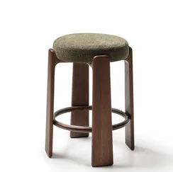 Granite Полубарный табурет из зеленого шенилла и массива ясеня в отделке орех 65 см