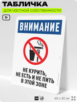 Табличка для частной территории "Внимание, не курить", на дом, для участка, для подъезда, предупреждающая, 40х30 см, Silver Plane x Айдентика Технолоджи