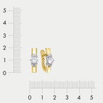 Серьги женские с фианитами из желтого и белого золота 585 пробы (арт. дф1201590рл)