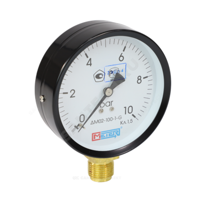 Манометр ДМ02-100 радиальный Дк100мм 0-10 бар кл.1,5 G1/2" Метер