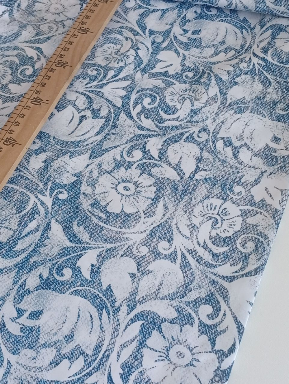 Дюспо (курточная ткань). Принт- Джинс абстракция, 1м