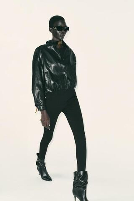 ZARA ЛЕГИНСЫ С ЗОЛОТИСТЫМИ ПУГОВИЦАМИ, ЧЕРНЫЙ