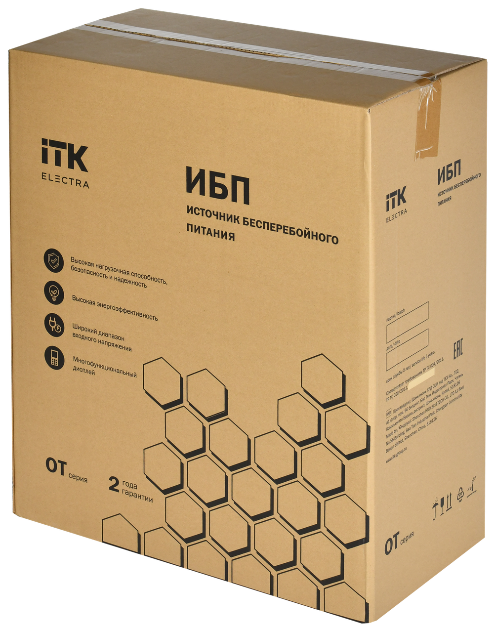 ITK ELECTRA OT ИБП однофазный онлайн 6кВА/6кВт LCD дисплей 192-240VDC клеммная колодка c АКБ 16х7AH USB EPO RS232 SNMP слот Tower