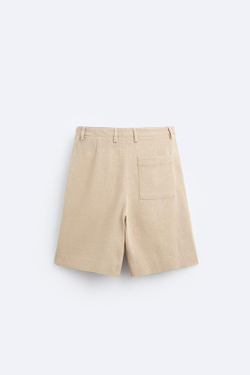 ZARA ШОРТЫ ИЗ РЕЛЬЕФНОЙ ТКАНИ, БЕЖЕВЫЙ