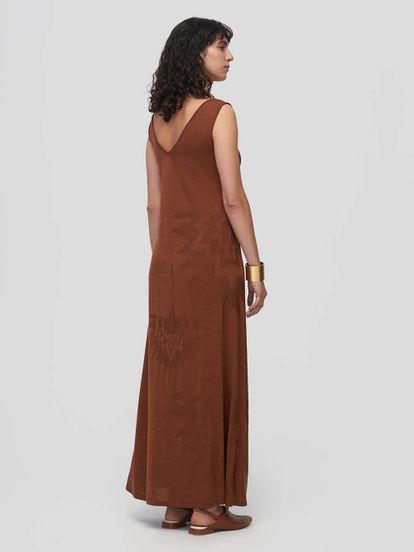 Женское платье коричневого цвета из шелка и вискозы - фото 4