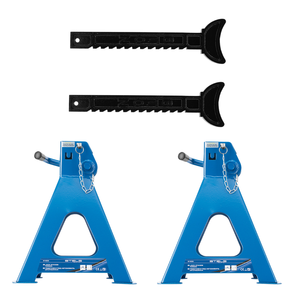 Подставки под автомобиль регулируемые, 6 т, H подъема 415-605 мм, 2 шт, Stels