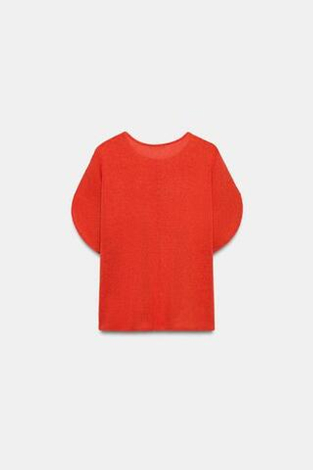 ZARA ТОП В СТИЛЕ РУСТИК С РУКАВАМИ-КРЫЛЫШКАМИ, КРАСНЫЙ