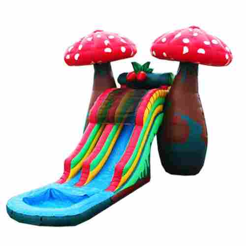 Надувная прямая водная горка с бассейном «Грибной акварай» 7x4x5 м