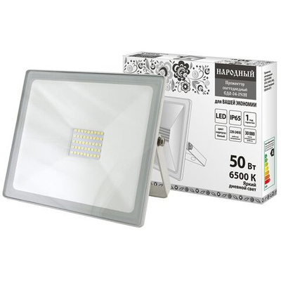 Прожектор светодиодный, TDM, Народный СДО-04-050Н, 50 Вт, 6500 К, IP65, бел, SQ0336-0273