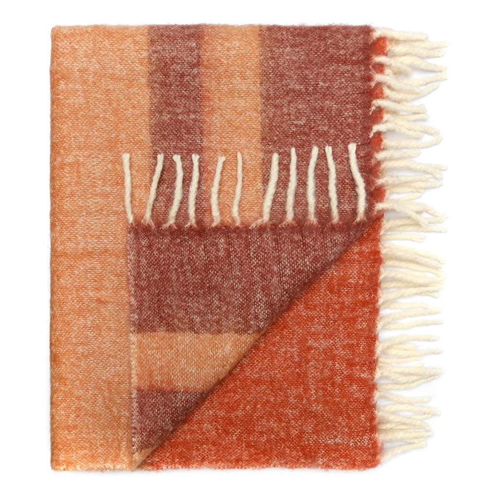 Плед мохеровый over horizon терракотового цвета из коллекции trendy ruffles, 130х180 см