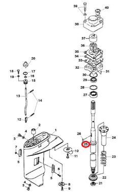 Торсионный вал Mercury(Tohatsu)(Japan)(S) 25-30 (346-64301-5) (Quicksilver)