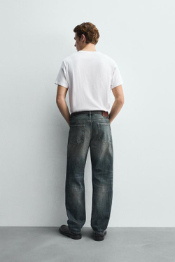 ZARA ДЖИНСЫ STRAIGHT FIT, ВЫЦВЕТШИЙ СИНИЙ