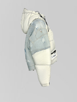 Куртка 18093 укороченная с нашивками и джинсовыми вставками