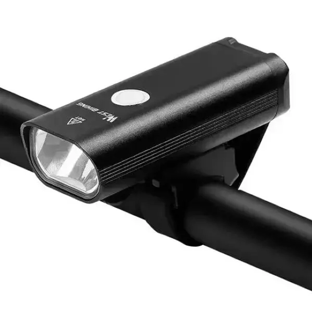 Фонарь велосипедный, передний West Biking YP0701257 (аккум. 1800 mAh, 3 режима,USB)