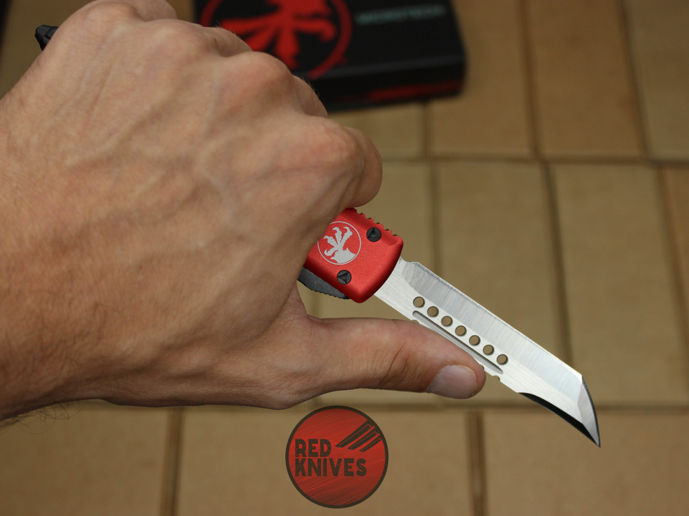 Нож Microtech Ultratech Helhound H/E - красная рукоять, клинок сатин + запчасти RK-356