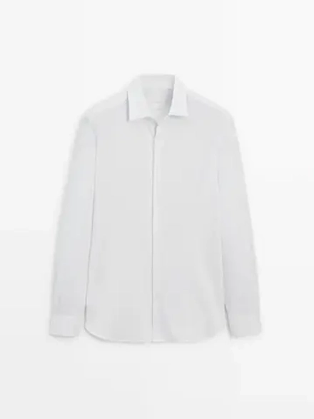 Massimo Dutti Рубашка из плотного 100% хлопка, белый
