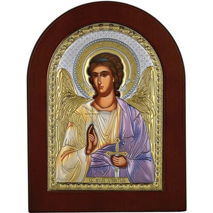 Ангел Хранитель. Икона в серебряном окладе с цветной эмалью. 15,5 х 20,5 см