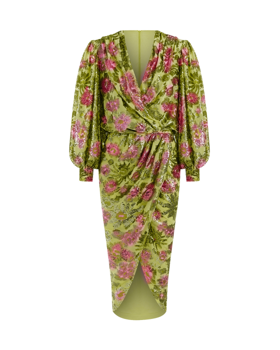 Платье макси из шифона с пайетками