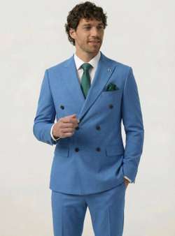 Мужской костюм двубортный (голубой) А69