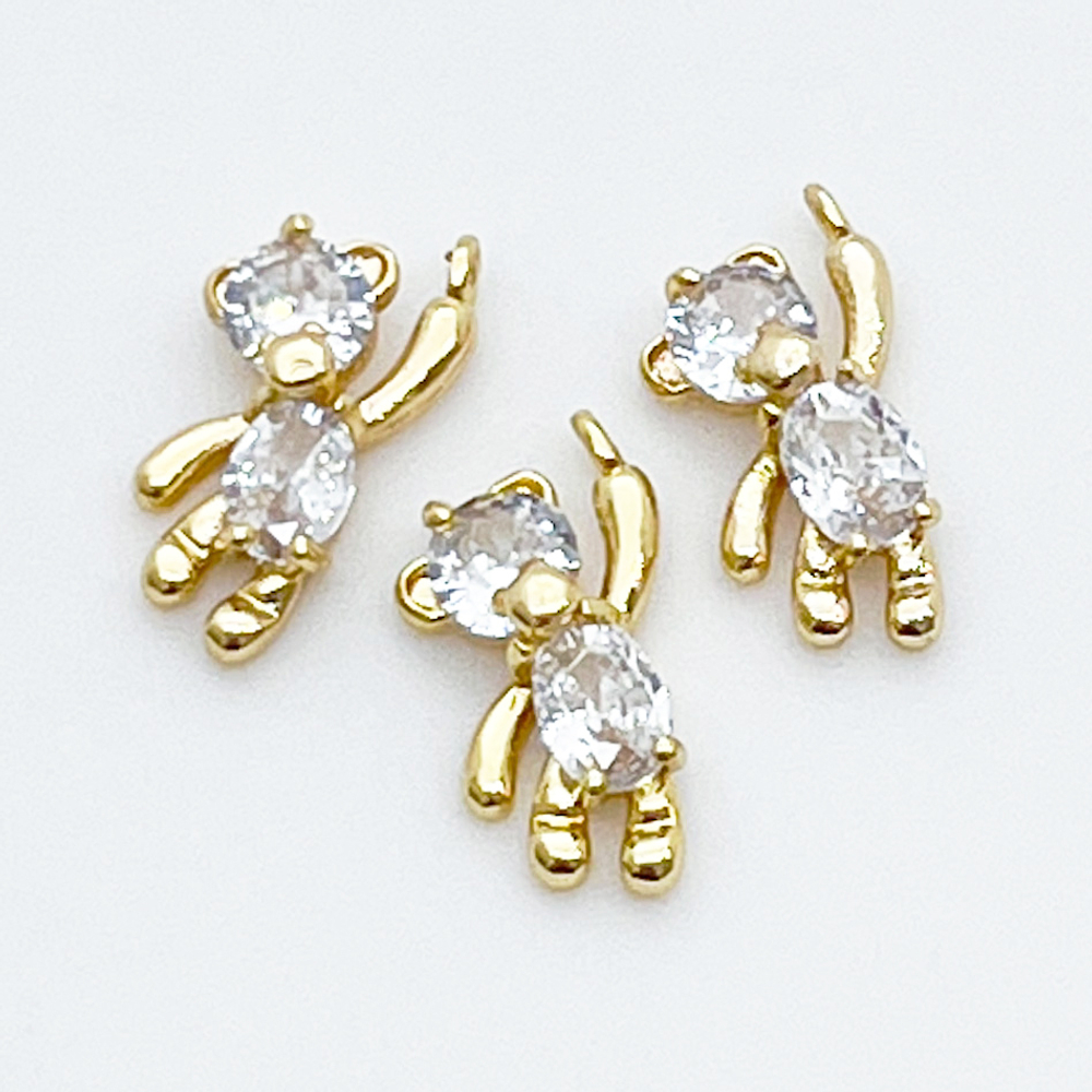 Подвеска Мишка (маленький!), позолота, фианиты, размер 12*6 мм, цена за 1 шт