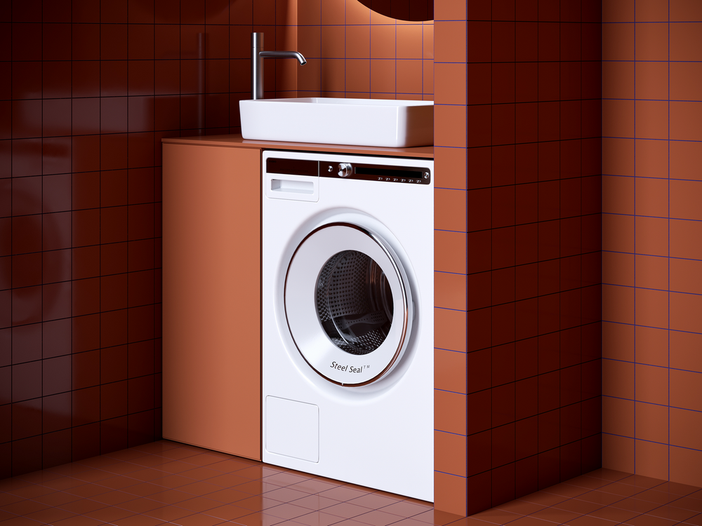 Раковина накладная со смещенным сливом, с возможностью установки на столешницу под стиральную машину, 620x340x110, цвет белый