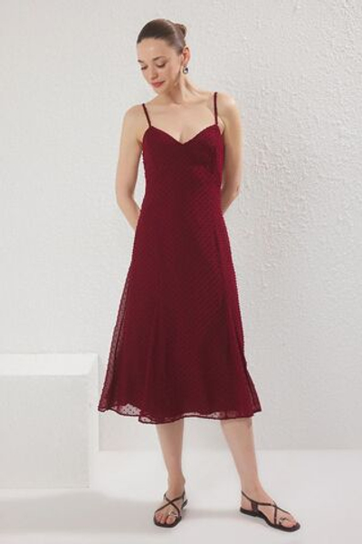 Темно-вишневое шифоновое платье миди А-силуэта Flight Flight TWOSS25EL00558