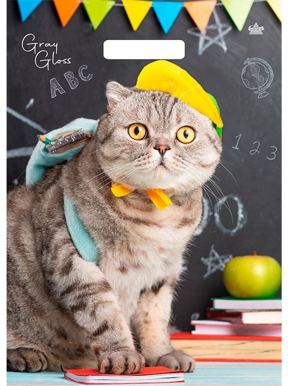 Пакет 43*31,5см (50мк) с вырубной ручкой "Грэй Глосс Кот" ПВД